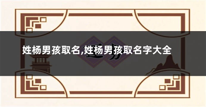 姓杨男孩取名,姓杨男孩取名字大全