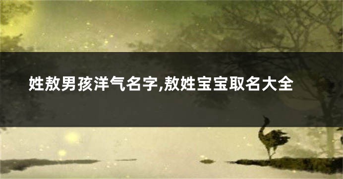 姓敖男孩洋气名字,敖姓宝宝取名大全