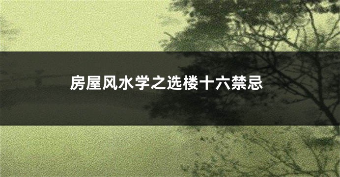 房屋风水学之选楼十六禁忌
