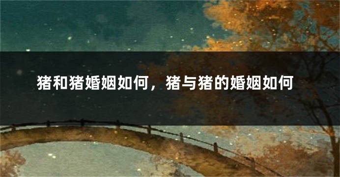 猪和猪婚姻如何，猪与猪的婚姻如何
