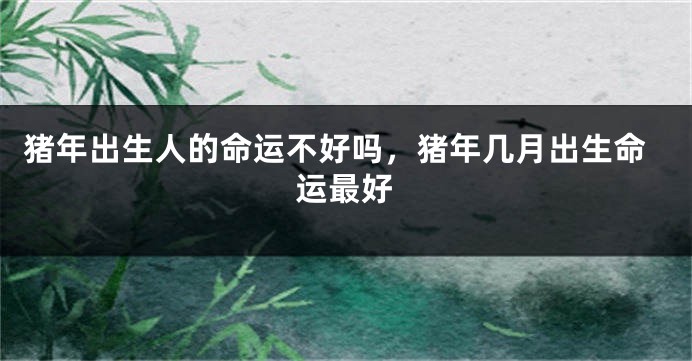 猪年出生人的命运不好吗，猪年几月出生命运最好