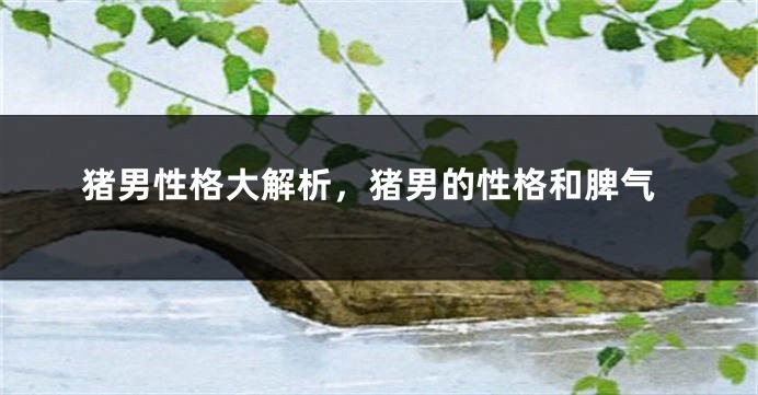 猪男性格大解析，猪男的性格和脾气