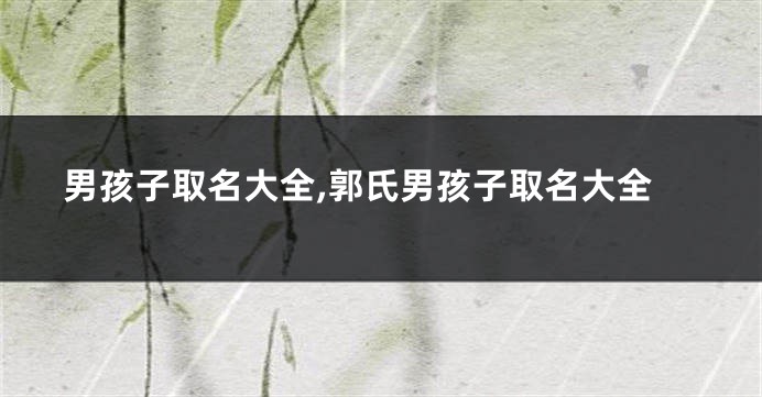 男孩子取名大全,郭氏男孩子取名大全