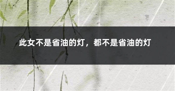 此女不是省油的灯，都不是省油的灯