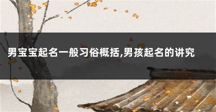 男宝宝起名一般习俗概括,男孩起名的讲究