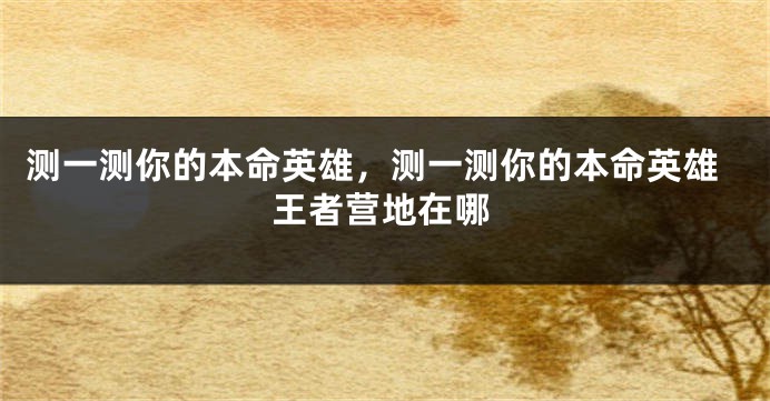 测一测你的本命英雄，测一测你的本命英雄王者营地在哪