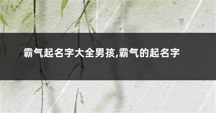 霸气起名字大全男孩,霸气的起名字