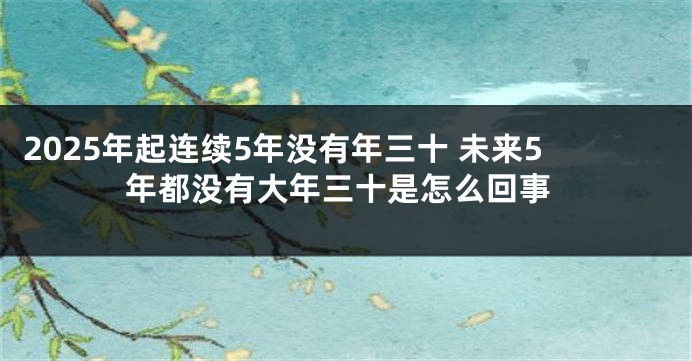 2025年起连续5年没有年三十 未来5年都没有大年三十是怎么回事