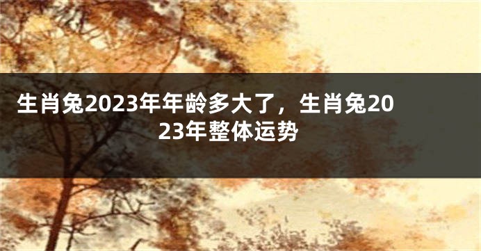 生肖兔2023年年龄多大了，生肖兔2023年整体运势