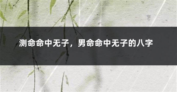 测命命中无子,男命命中无子的八字