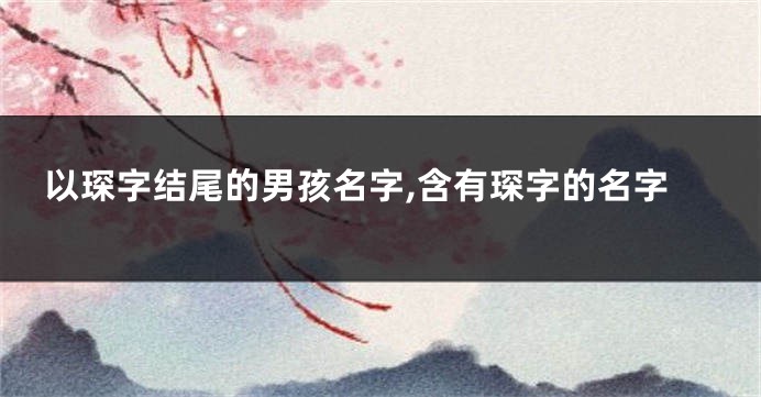 以琛字结尾的男孩名字,含有琛字的名字