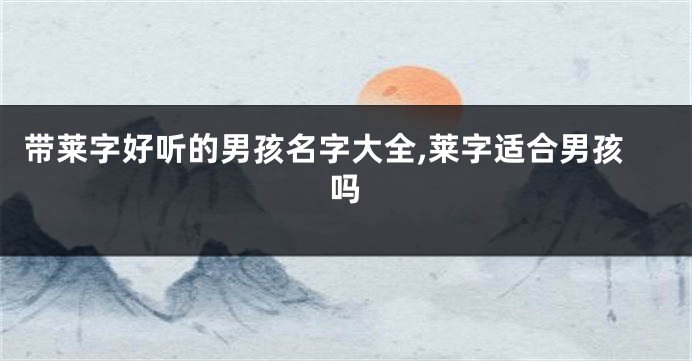 带莱字好听的男孩名字大全,莱字适合男孩吗
