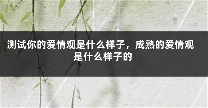 测试你的爱情观是什么样子，成熟的爱情观是什么样子的