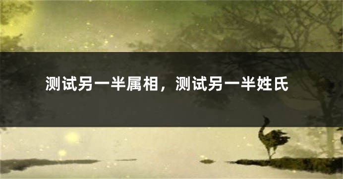 测试另一半属相，测试另一半姓氏