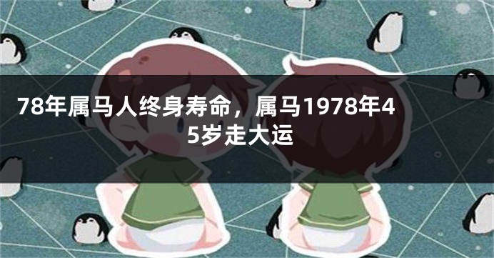 78年属马人终身寿命，属马1978年45岁走大运