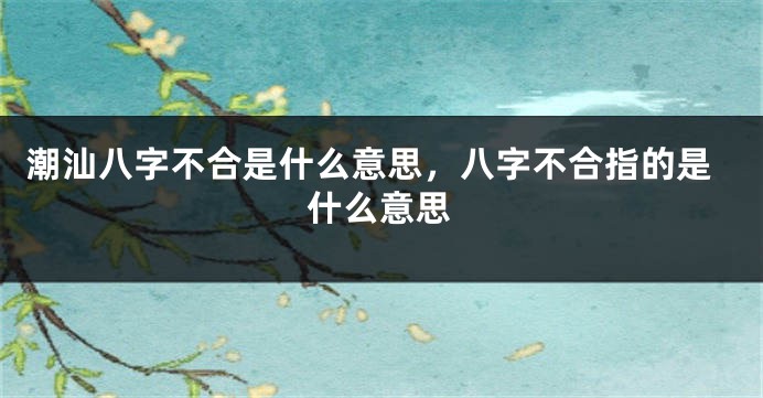 潮汕八字不合是什么意思，八字不合指的是什么意思