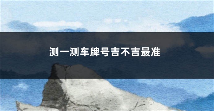 测一测车牌号吉不吉最准
