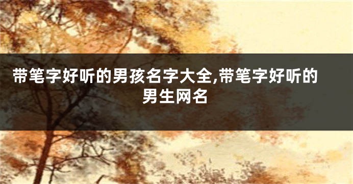 带笔字好听的男孩名字大全,带笔字好听的男生网名