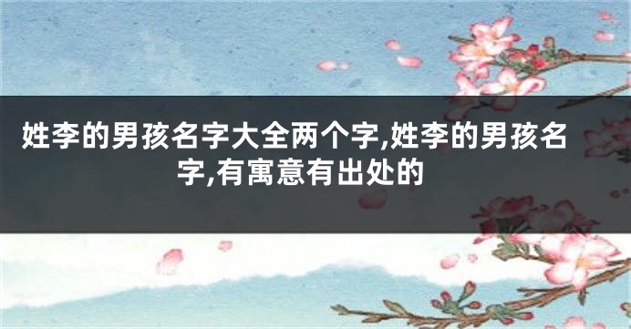 姓李的男孩名字大全两个字,姓李的男孩名字,有寓意有出处的