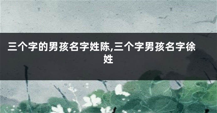 三个字的男孩名字姓陈,三个字男孩名字徐姓
