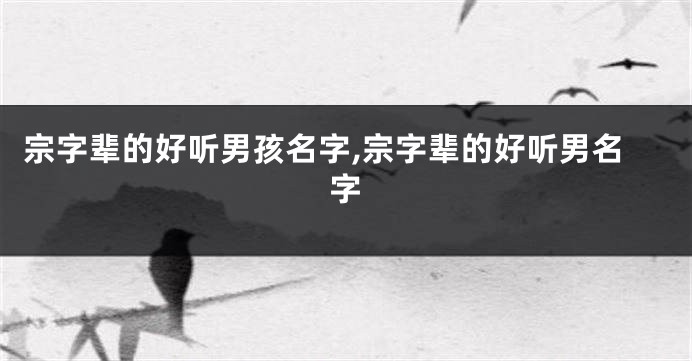 宗字辈的好听男孩名字,宗字辈的好听男名字