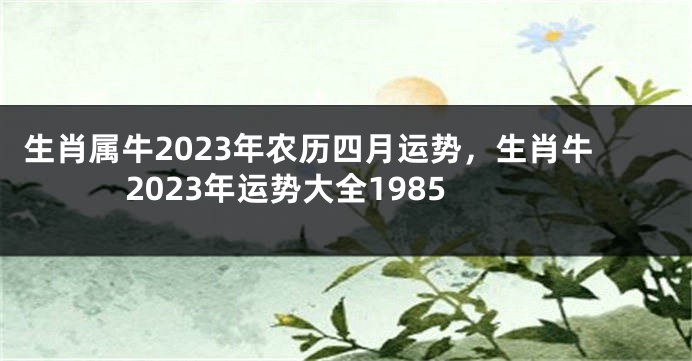 生肖属牛2023年农历四月运势，生肖牛2023年运势大全1985