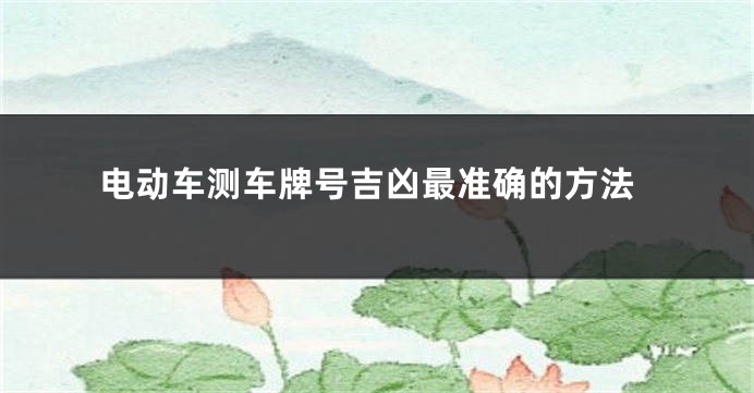 电动车测车牌号吉凶最准确的方法