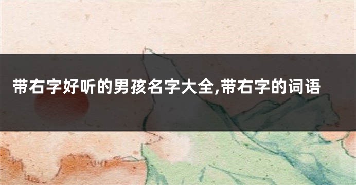 带右字好听的男孩名字大全,带右字的词语
