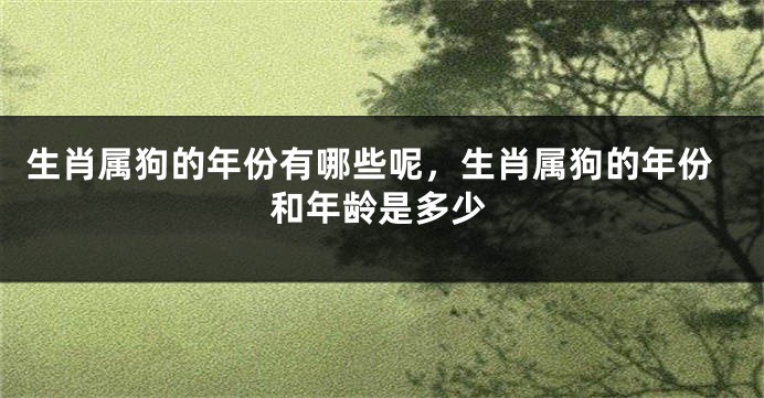 生肖属狗的年份有哪些呢，生肖属狗的年份和年龄是多少