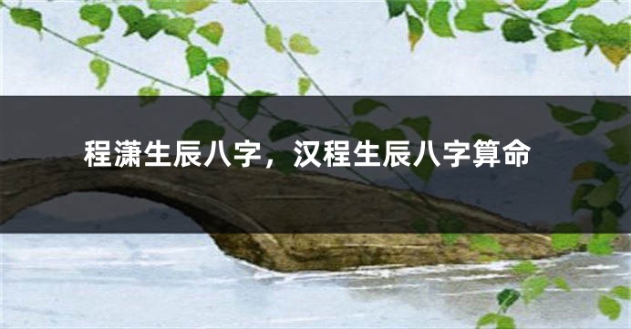 程潇生辰八字，汉程生辰八字算命