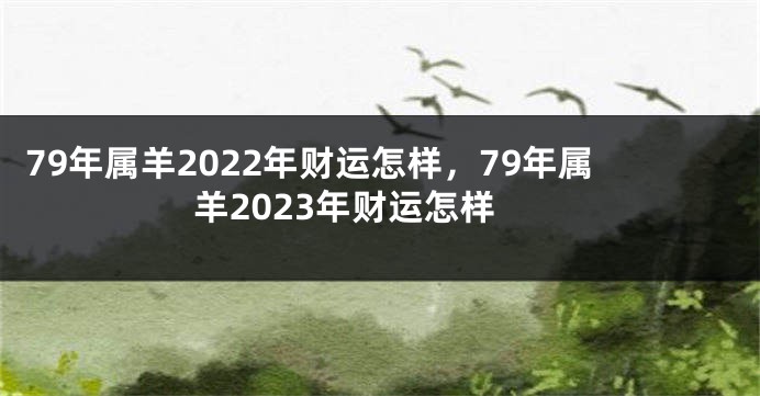 79年属羊2022年财运怎样，79年属羊2023年财运怎样
