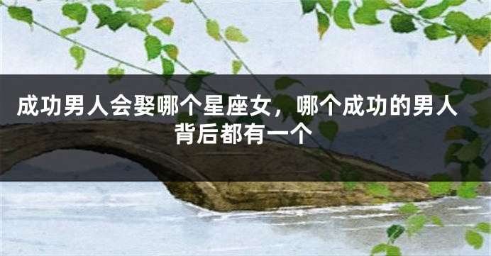 成功男人会娶哪个星座女，哪个成功的男人背后都有一个