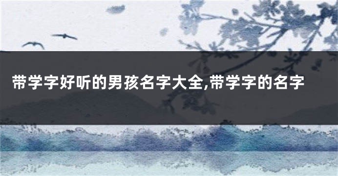 带学字好听的男孩名字大全,带学字的名字