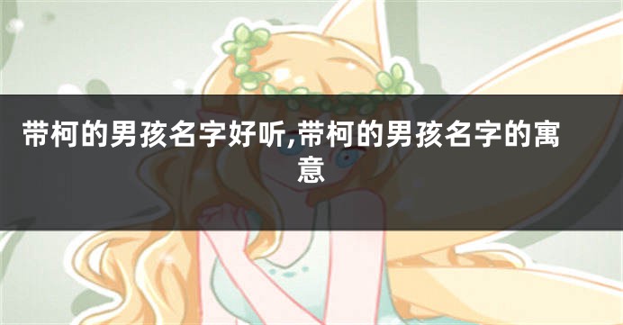 带柯的男孩名字好听,带柯的男孩名字的寓意
