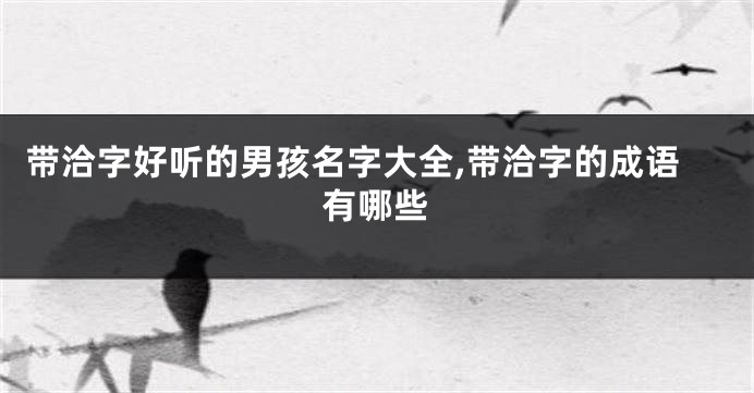 带洽字好听的男孩名字大全,带洽字的成语有哪些