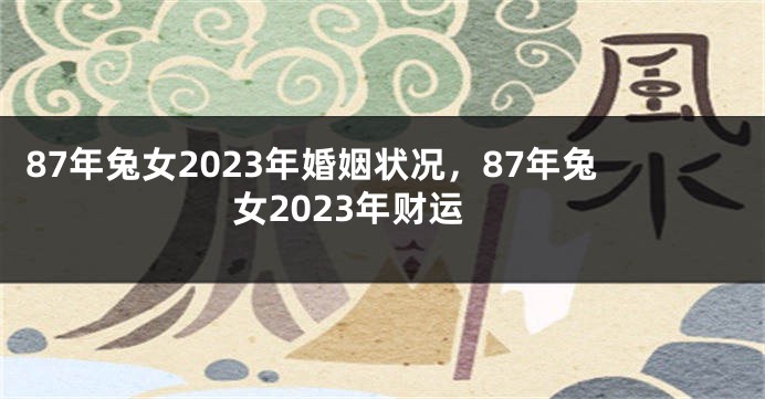 87年兔女2023年婚姻状况，87年兔女2023年财运