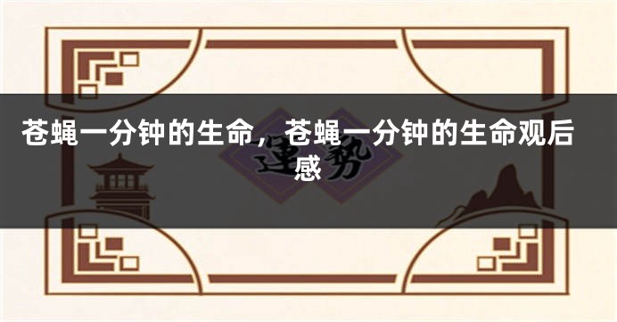 苍蝇一分钟的生命，苍蝇一分钟的生命观后感