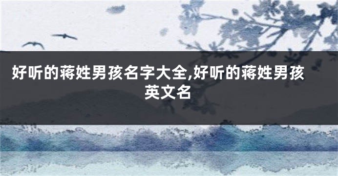 好听的蒋姓男孩名字大全,好听的蒋姓男孩英文名