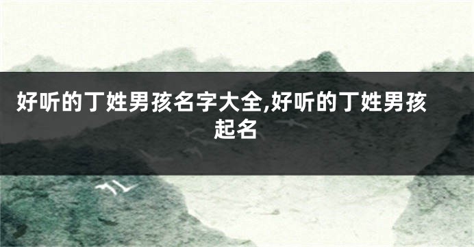 好听的丁姓男孩名字大全,好听的丁姓男孩起名