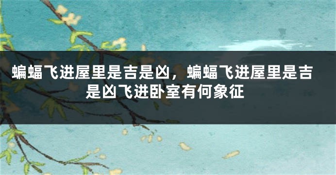 蝙蝠飞进屋里是吉是凶，蝙蝠飞进屋里是吉是凶飞进卧室有何象征