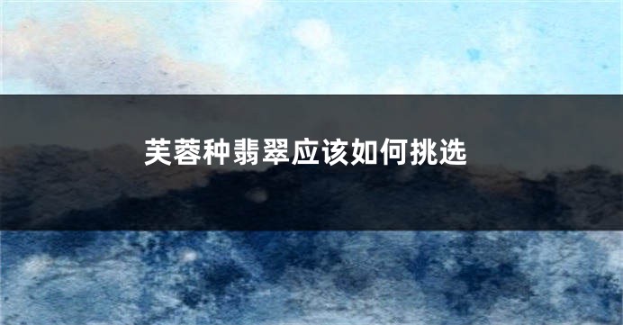 芙蓉种翡翠应该如何挑选