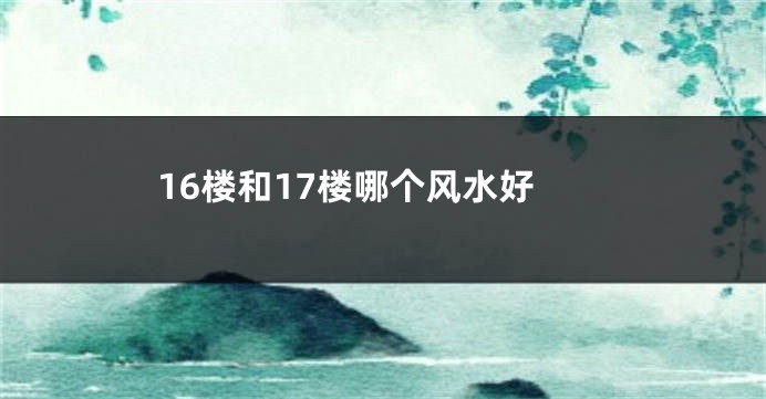 16楼和17楼哪个风水好