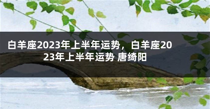 白羊座2023年上半年运势，白羊座2023年上半年运势 唐绮阳