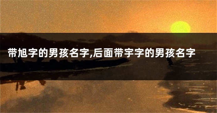 带旭字的男孩名字,后面带宇字的男孩名字