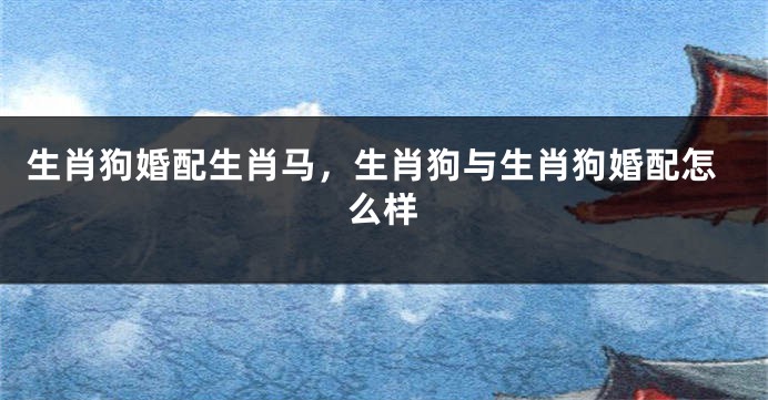 生肖狗婚配生肖马，生肖狗与生肖狗婚配怎么样