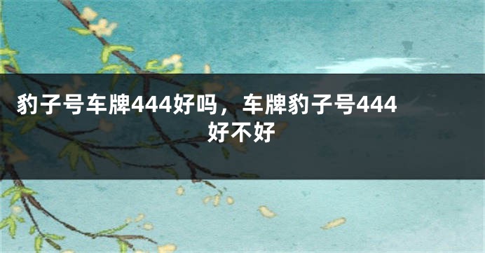 豹子号车牌444好吗，车牌豹子号444好不好