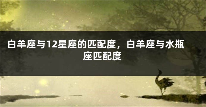 白羊座与12星座的匹配度，白羊座与水瓶座匹配度