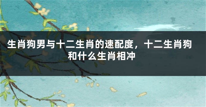 生肖狗男与十二生肖的速配度，十二生肖狗和什么生肖相冲