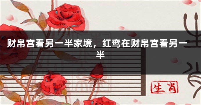 财帛宫看另一半家境，红鸾在财帛宫看另一半