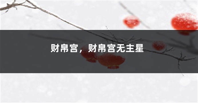 财帛宫，财帛宫无主星
